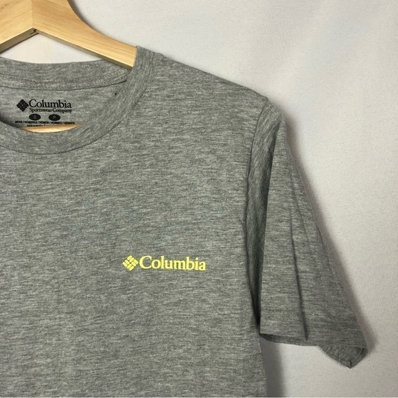 Columbia Gray & Yellow Mountain Back Graphic Short Sleeve T-Shirt S - Picture 3 of 4